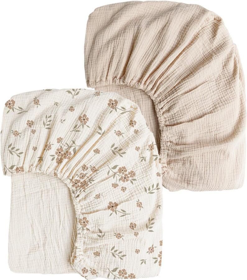 Getailleerd laken 2 stuks S 82*41CM Gekreukt kinderlaken Volledige hoes voor kinderbedje Ademend kinderlaken Wieglaken Zacht en ademend Geschikt voor wiegjes ledikantjes en ovale manden Matrashoes