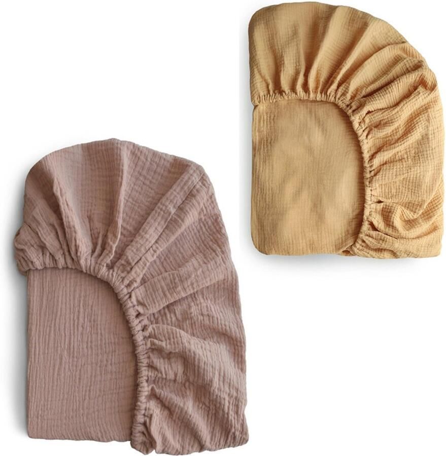 Getailleerd laken 2 stuks S 82*41CM Gekreukt kinderlaken Volledige hoes voor kinderbedje Ademend kinderlaken Wieglaken Zacht en ademend Geschikt voor wiegjes ledikantjes en ovale manden Matrashoes