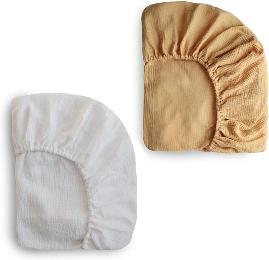 Getailleerd laken 2 stuks S 82*41CM Gekreukt kinderlaken Volledige hoes voor kinderbedje Ademend kinderlaken Wieglaken Zacht en ademend Geschikt voor wiegjes ledikantjes en ovale manden Matrashoes