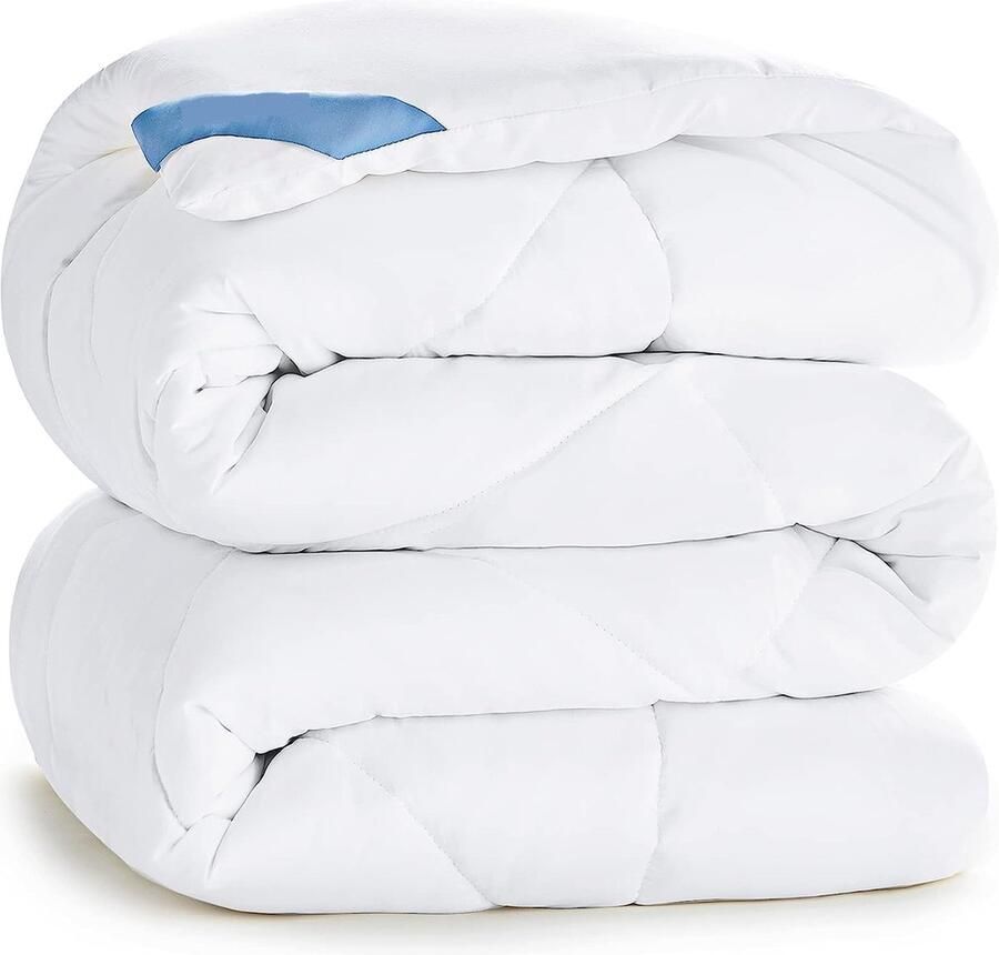 Getemperd dekbed 200 x 200 cm voor tweepersoonsbed dekbed 300 g m² voor 4 seizoenen microvezeldeken voor winter en herfst warm machinewasbaar 200 x 200 cm wit