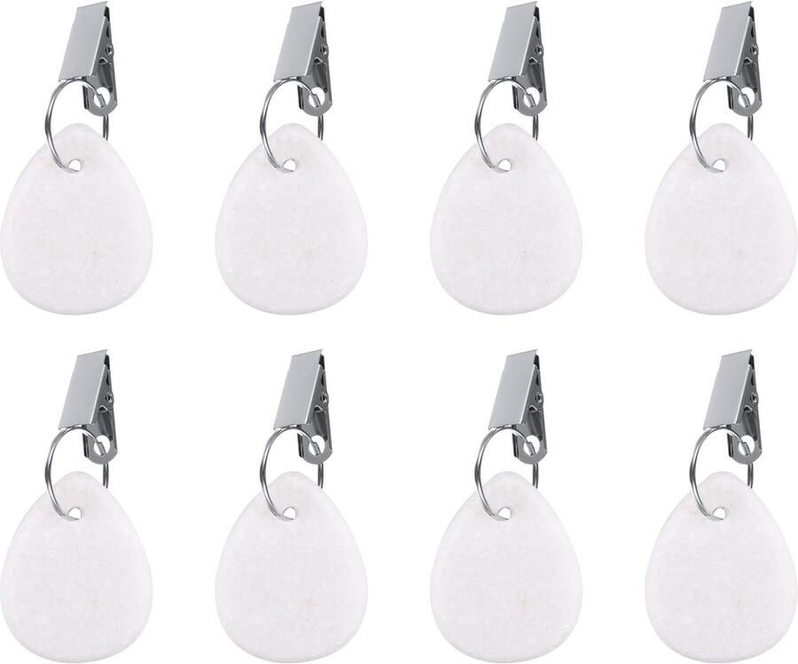 Getyjoe 8 stuks tafelkleedgewichten voor buiten marmeren tafelkleedgewichten waterdruppels met klem voor tafelkleed voor buiten douchegordijngewichten voor buiten gordijngewichten