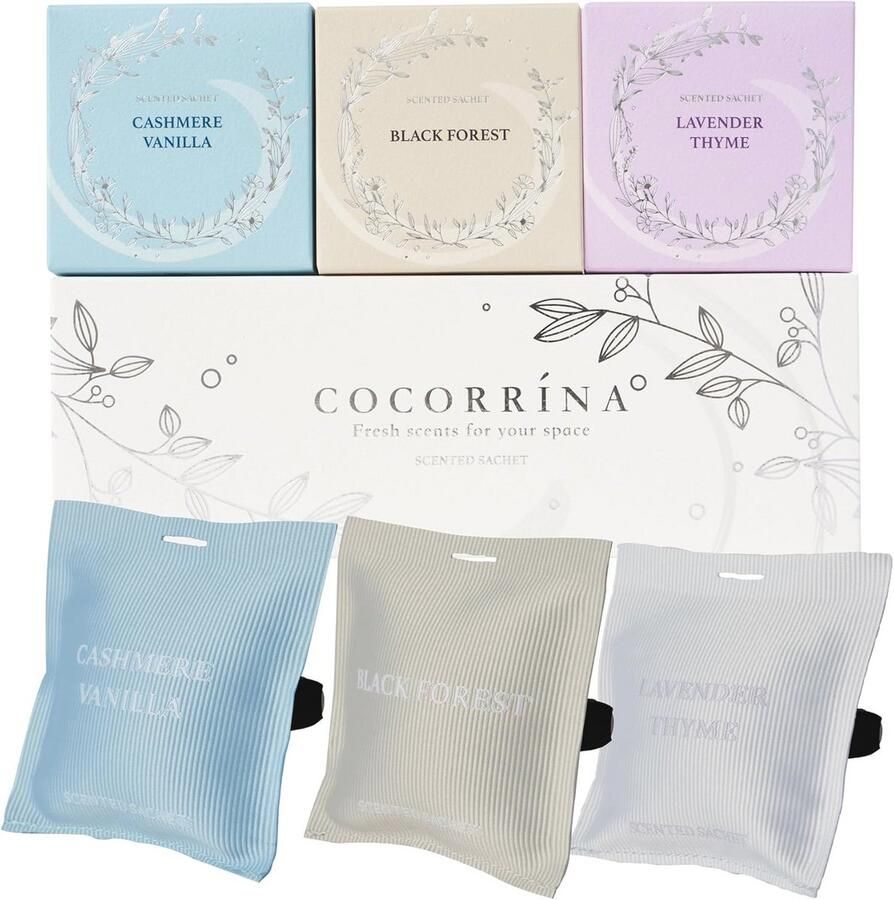 Geurzakjes voor Kledingkasten en Auto's Zwart Bos Kasjmier Vanille Lavendeltijm (3 Stuks)