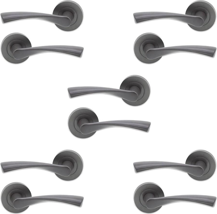Geveerde interne deurgrepen sets 5 stuks grijs zwaar metaal