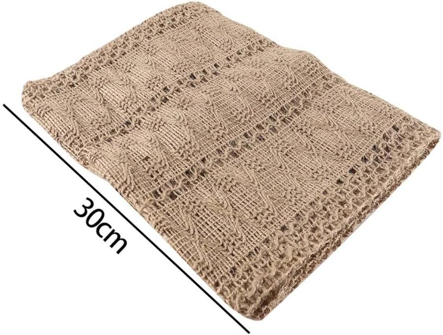 Gevlochten gestreepte tafelloper Bruin Geweven jute