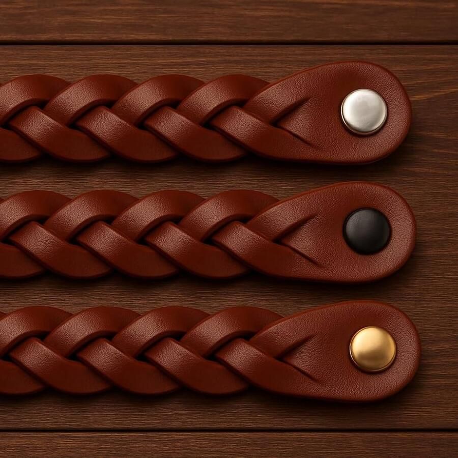 Gevlochten leren handgrepen Upgrade meubels 1 stuk Echt leer 16 5 cm