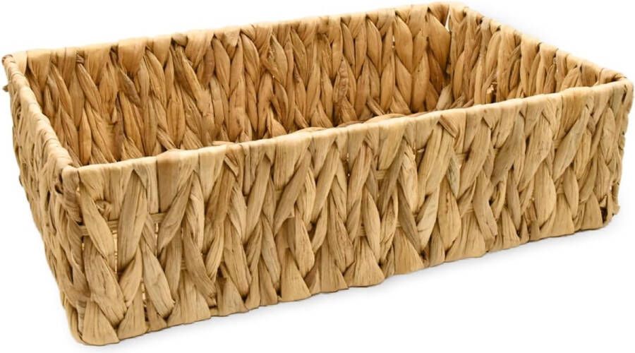 Gevlochten opbergmand gevlochten van waterhyacint rechthoekige decoratieve opbergdoos organizer mandje in plank (XXL)