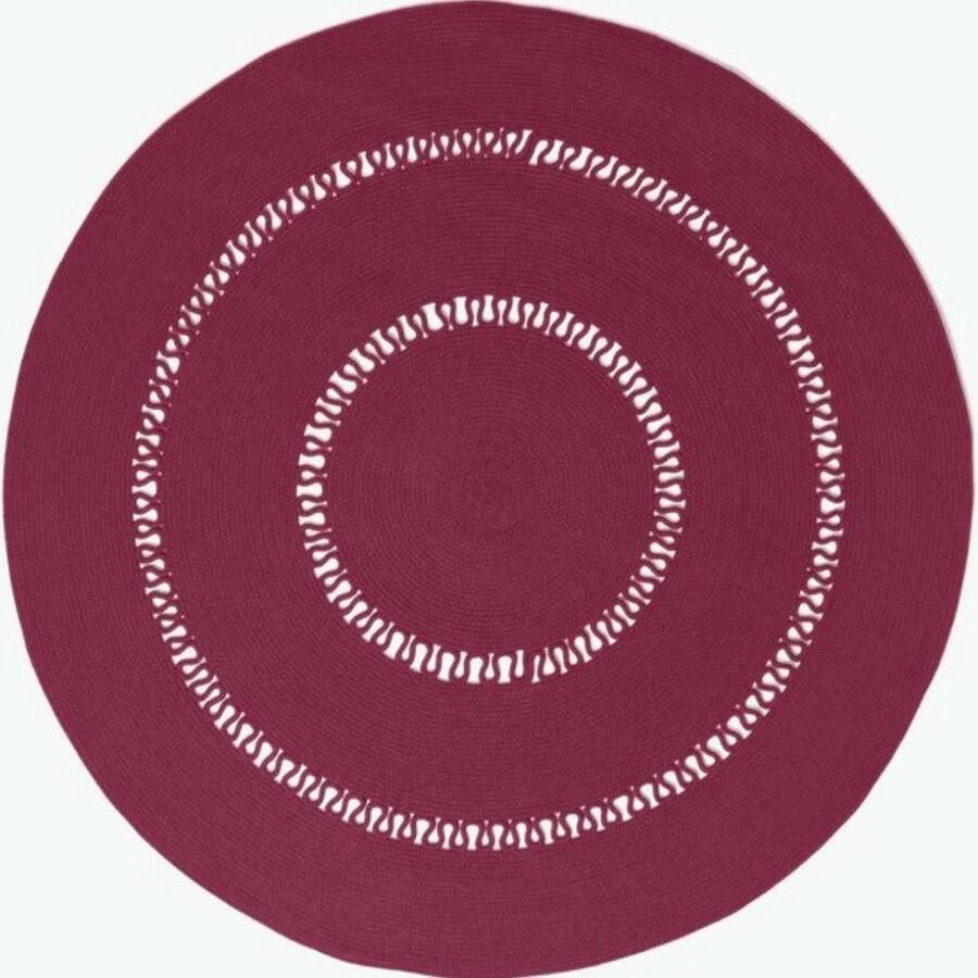 Gevlochten Rond Gehaakt Vloerkleed Paars Pruim 120 cm