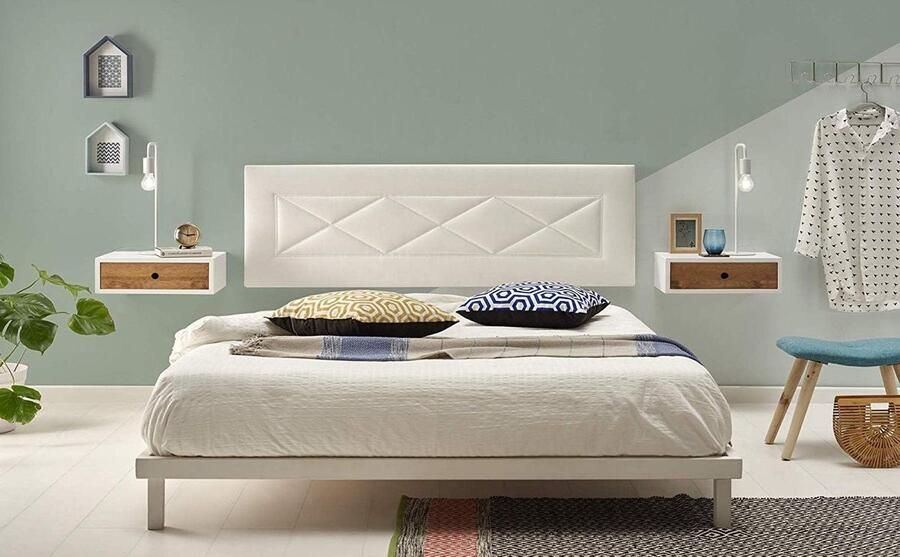 Gevoerd hoofdeinde 105 cm geschikt voor bedden van 90-105 cm wit