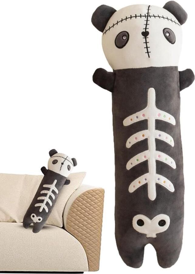 Gevulde panda knuffeldier Lang skelet konijntje sierkussen Schattig nachtkastje kussen Ghost knuffeldier