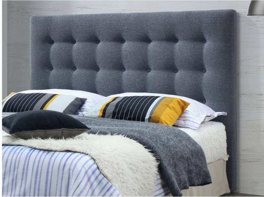 Vente-unique Gewatteerd hoofdbord FRANCESCO 140 cm Stof Grijs L 144 cm x H 125 cm x D 9.5 cm - Foto 3