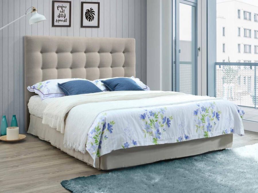 Vente-unique Gewatteerd hoofdbord FRANCESCO 160 cm Stof Beige L 164.5 cm x H 125 cm x D 9.5 cm