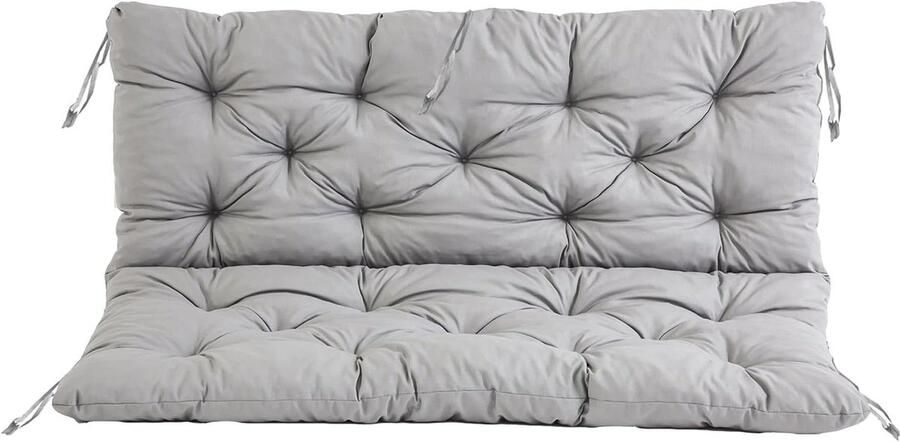 Gewatteerd kussen met rugleuning voor 3-zits tuinbank grijs 150 x 98 x 8 cm Ambientehome HANKO