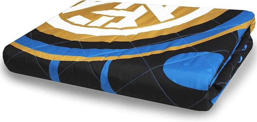 Gewatteerd Sprei voor Eenpersoonsbed Lente 170 x 260 cm Blauw met Zwarte Opschriften