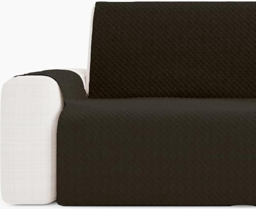 Gewatteerde 2-zitsbankhoes in Donkergrijs Ademend Katoen Effen Design Tot 150 cm Breed