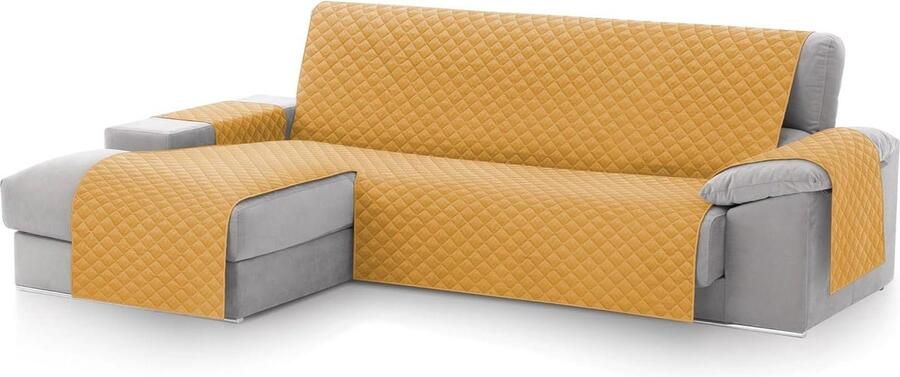 Gewatteerde Bankhoesen MALU Bescherming voor kinderen en huisdieren 1 stuk Mosterd Chaise longue Rechter arm 240cm