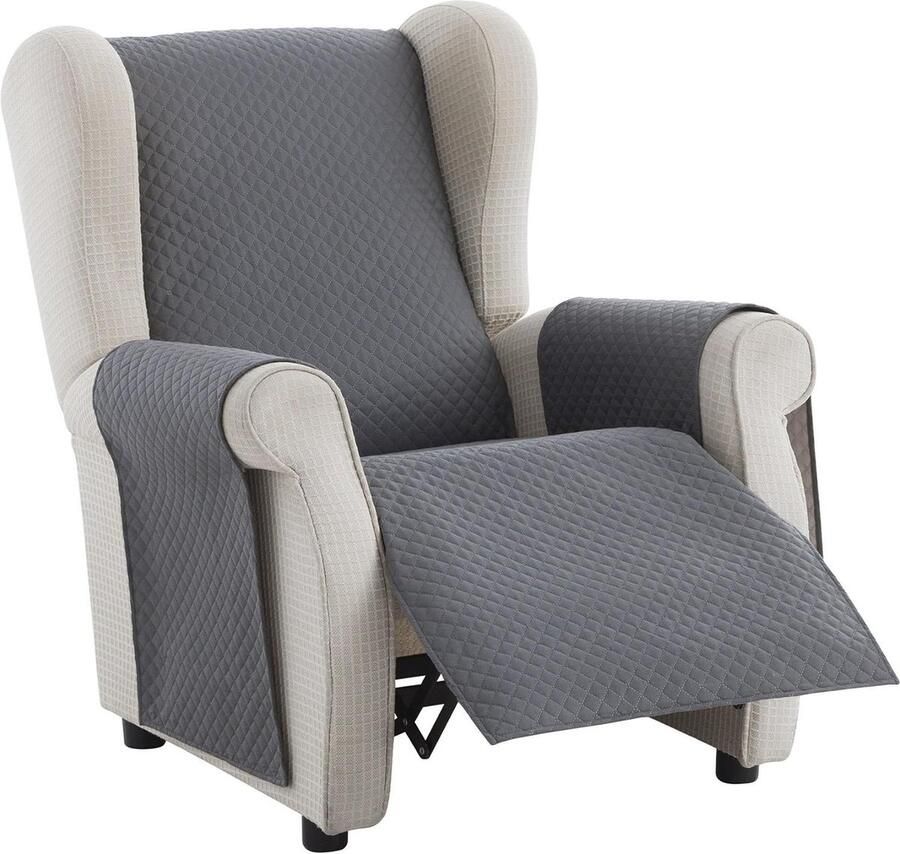 Gewatteerde beschermende bankhoezen ADELE Afmeting 1 Plaats Relax Grijs Huisdieren Textilhome