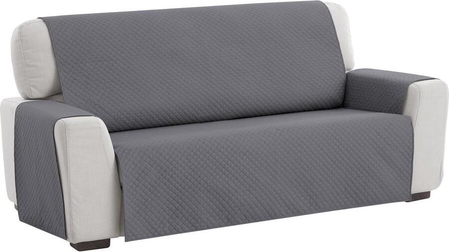 Gewatteerde beschermende bankhoezen ADELE Afmeting 2 Plaats Ideaal voor kinderen en huisdieren Grijs Textilhome hoekbank hoes stretch