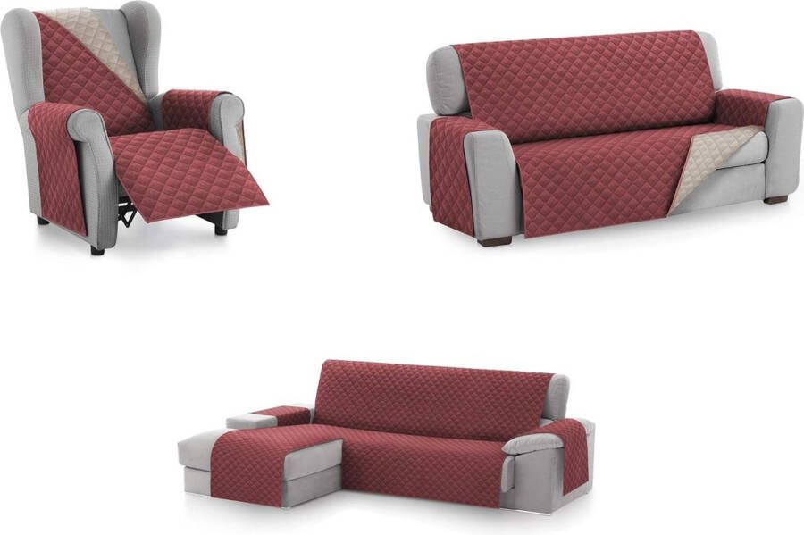 Gewatteerde beschermende bankhoezen MALU Afmeting 3 Plaats Ideaal kinderen huisdieren Omkeerbare beschermhoes. Kleur Rood