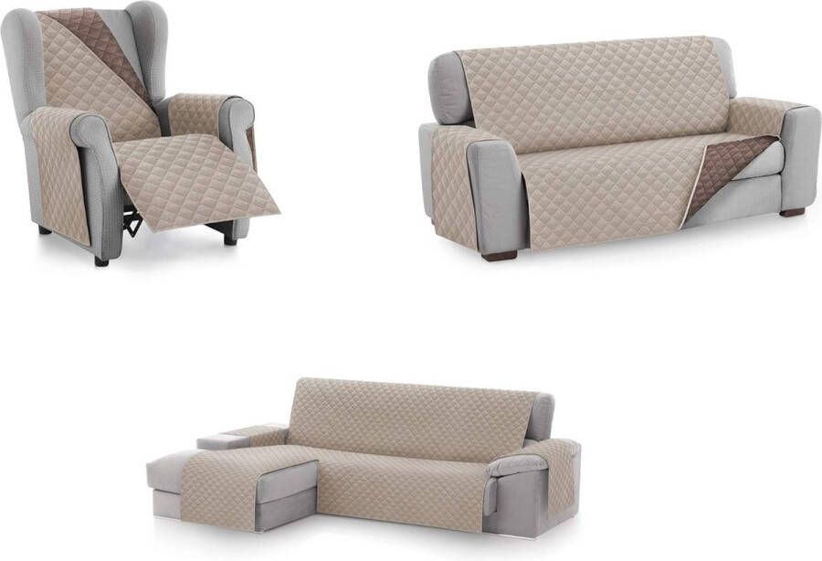 Gewatteerde beschermende bankhoezen MALU Afmeting 3 Plaats Ideaal kinderen huisdieren Omkeerbare beschermhoes. Kleur Beige