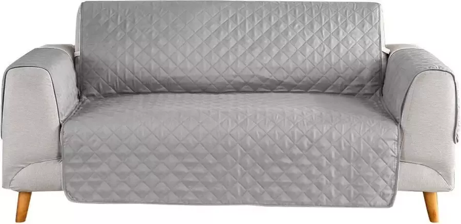 Gewatteerde Beschermende Bankhoezen Sofa Hoes Doorgestikt Waterafstotend Antislip Met Elastische Riemen Verstelbaar 130 x 195 cm Grijs