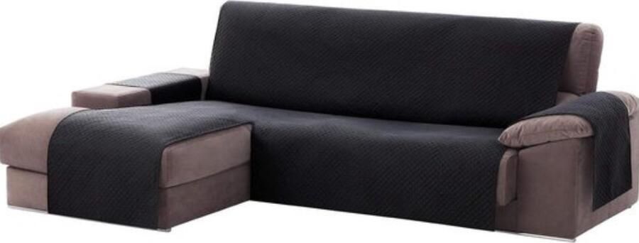 Gewatteerde beschermende bankhoezen voor chaise longue rechter arm ideaal voor kinderen en huisdieren Zwart (Van voren gezien) hoekbank overtrek