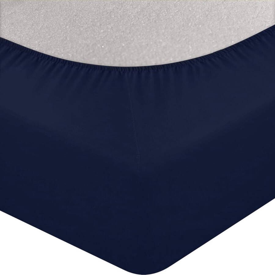 Gewatteerde matrasoplegger 135x190 cm zachte microvezel matrassen topper hoogte tot 38 cm met spanrand matrasbeschermer onderbed ook voor boxspringbedden (marineblauw)