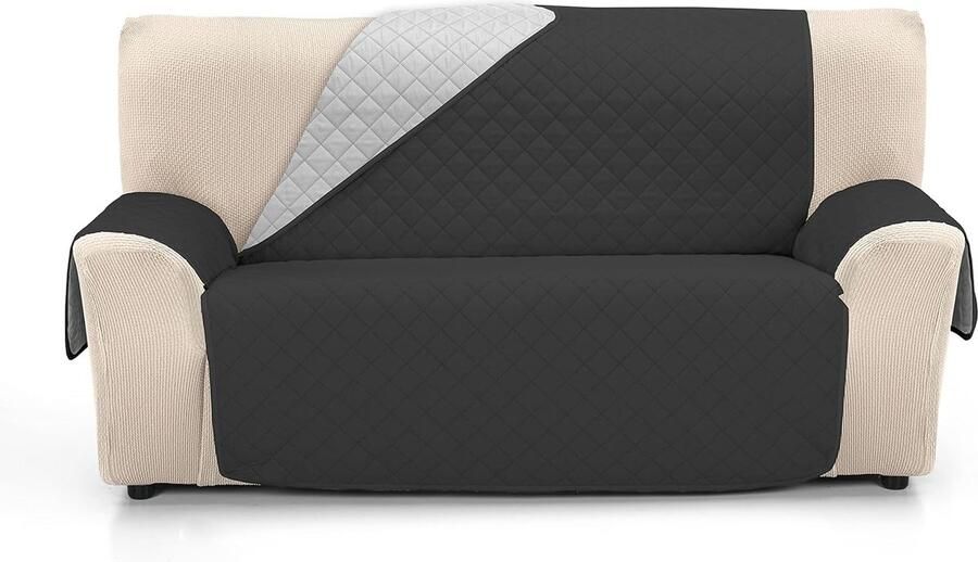 Gewatteerde omkeerbare banksprei amber 2-zits grijs zwart