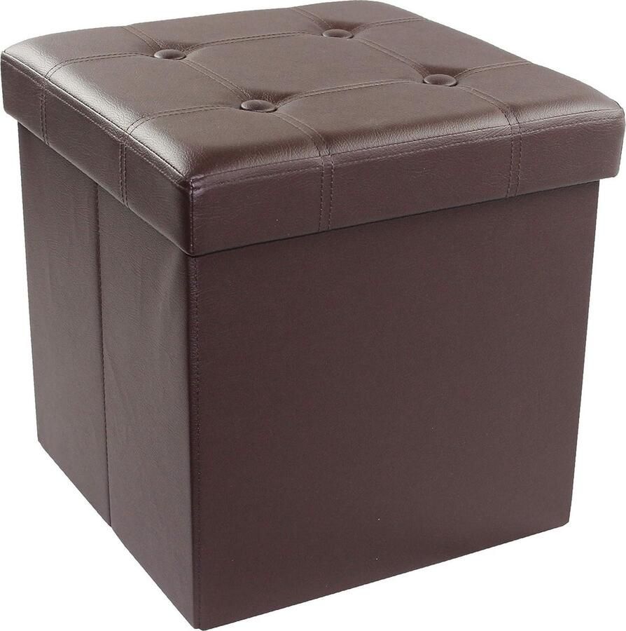 Gewatteerde opvouwbare zitzak van zacht kunstleer 38 x 38 x 38 cm 300 kg draagvermogen bruin