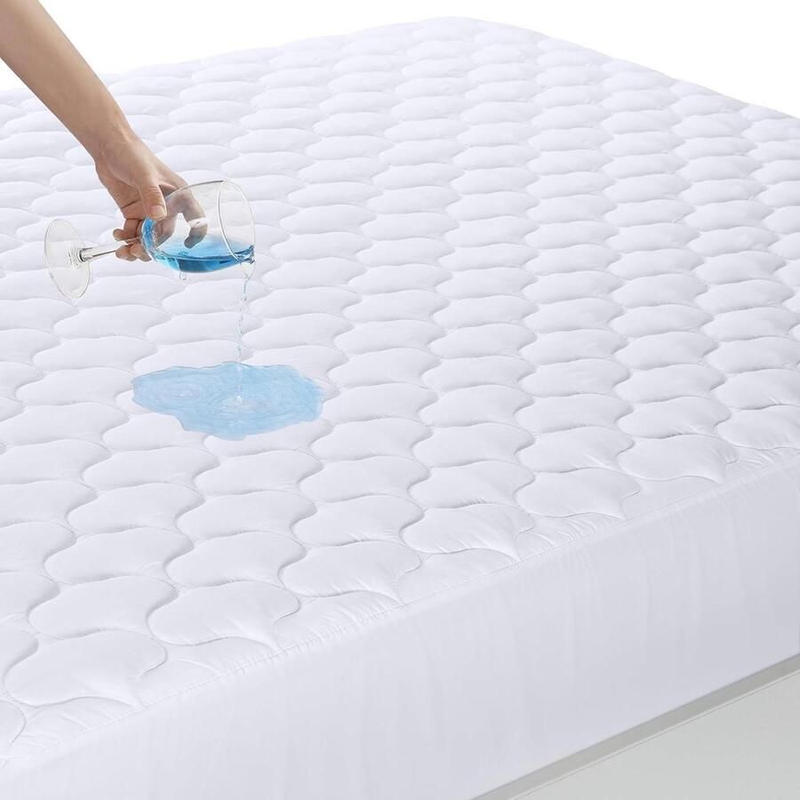 Waterdichte Matrasbeschermer met Elastische Hoekbanden 30 cm Dikke Matras Gewatteerd Wit 135x190 cm