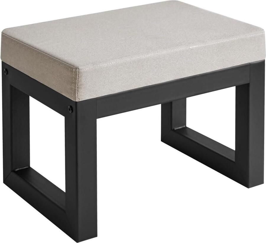 Gewatteerde Zitting Poef Kruk Verandering Schoen Voetsteun Ottomaanse Extra Zitting voor Entree Woonkamer Slaapkamer Grijs Small Foot WBD001G-X