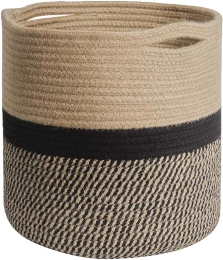Geweven Opbergmand van Natuurlijk Katoen 28 x 28 cm Schattig Touwmandje voor Dekenopslag Opvouwbaar Voor Badkamer Speelgoed Kunst en Kleding