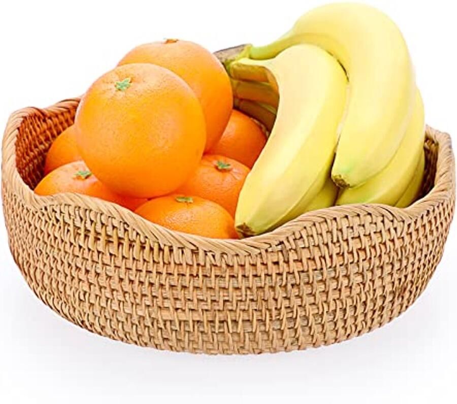 Geweven Rotan Opbergmand 26cm Decoratieve Fruit- en Broodmand voor Eettafel en Desktop