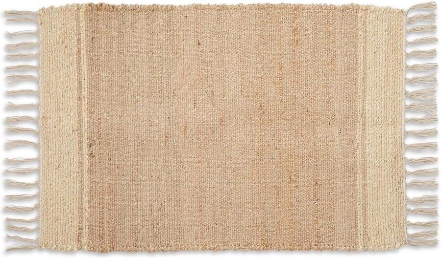 Geweven tapijten Hand-Loomed Jute 2x3' Gebroken Wit Strepen