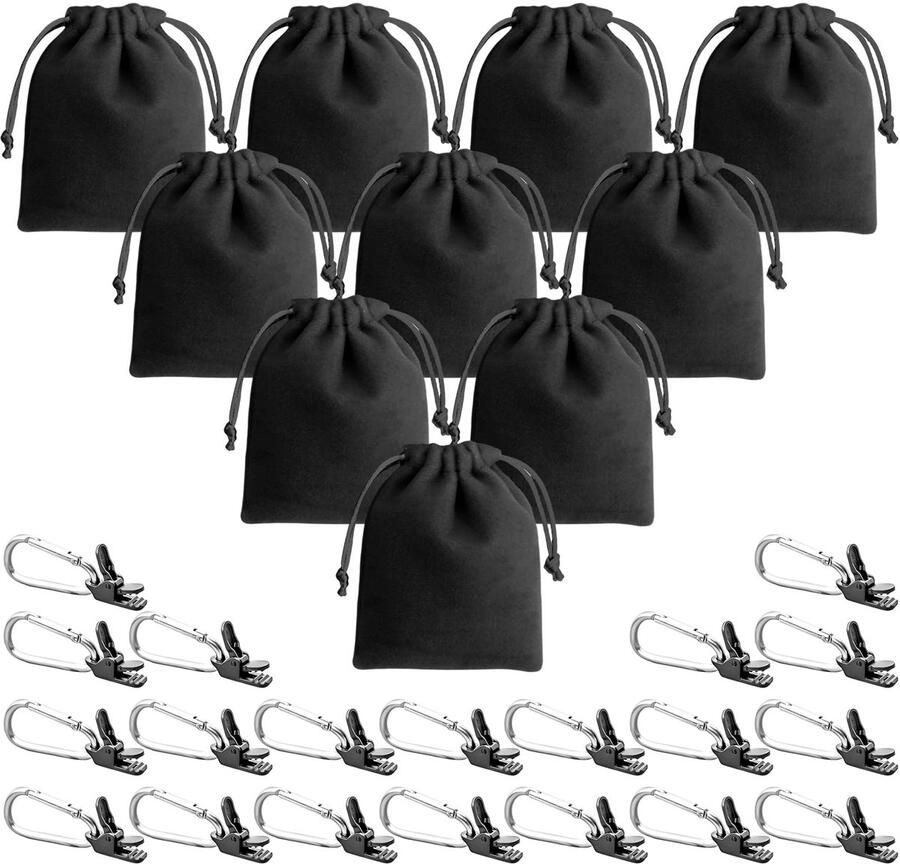 Gewichtszak voor buitenprieelgordijnen prieelzandzakken set van 10 gewichtszakken en 20 clips geschikt voor het bevestigen van buitengordijnen prieelsokkels tenten tafelkleden zwart