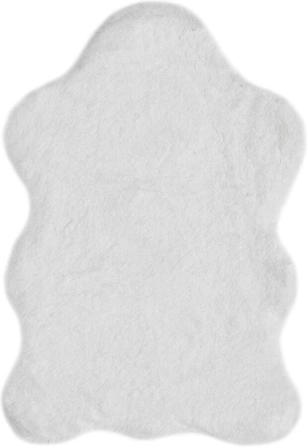 Gezellig en zacht hoogpolig kunstbont tapijt Andiamo Bont tapijt Coste 55 x 80 cm wit