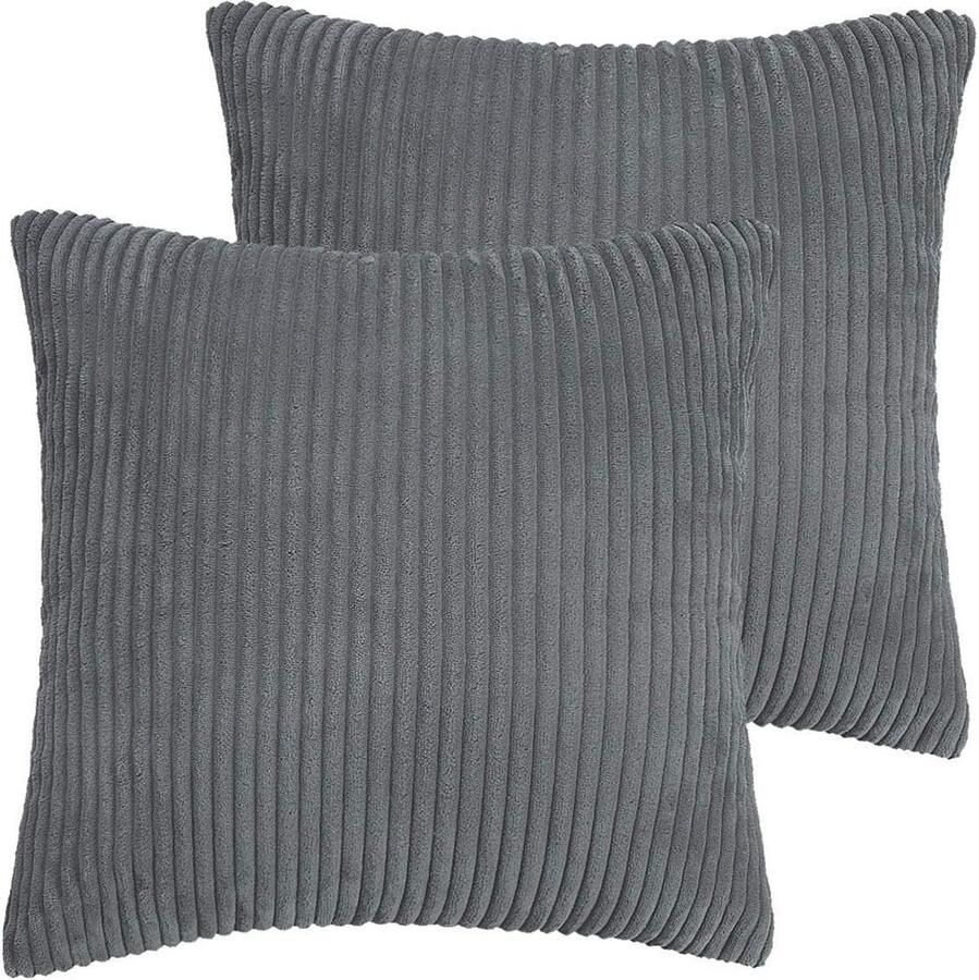 Gezellige Corduroy Kussenhoezen voor Bank en Slaapkamer Donkergrijs 50 x 50 cm