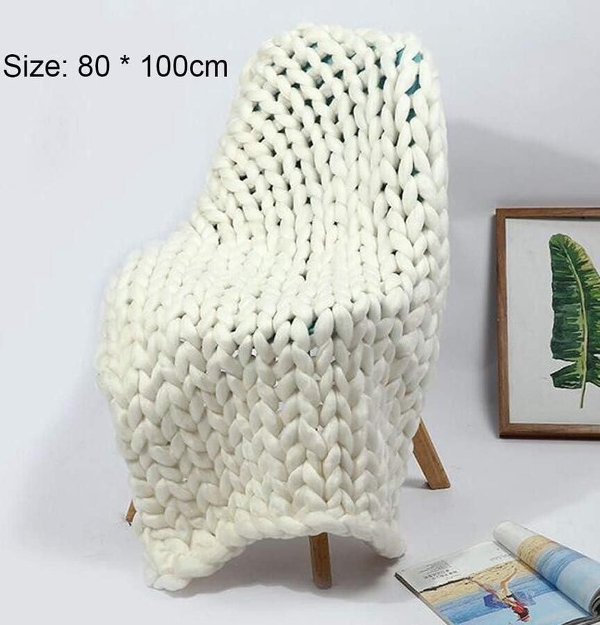 Gezellige modieuze elegante deken handgemaakt gehaakte deken groot grof gebreide deken wooncultuur slaapbank dekbed cadeau - Foto 2
