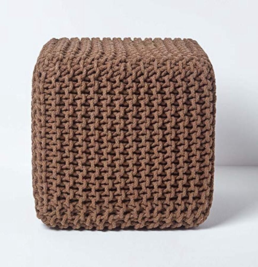 Gezellige Gebreide Kubus Voetenbank Bean gevuld 100% Katoen voor Woonkamer Kinderen of Ouderen