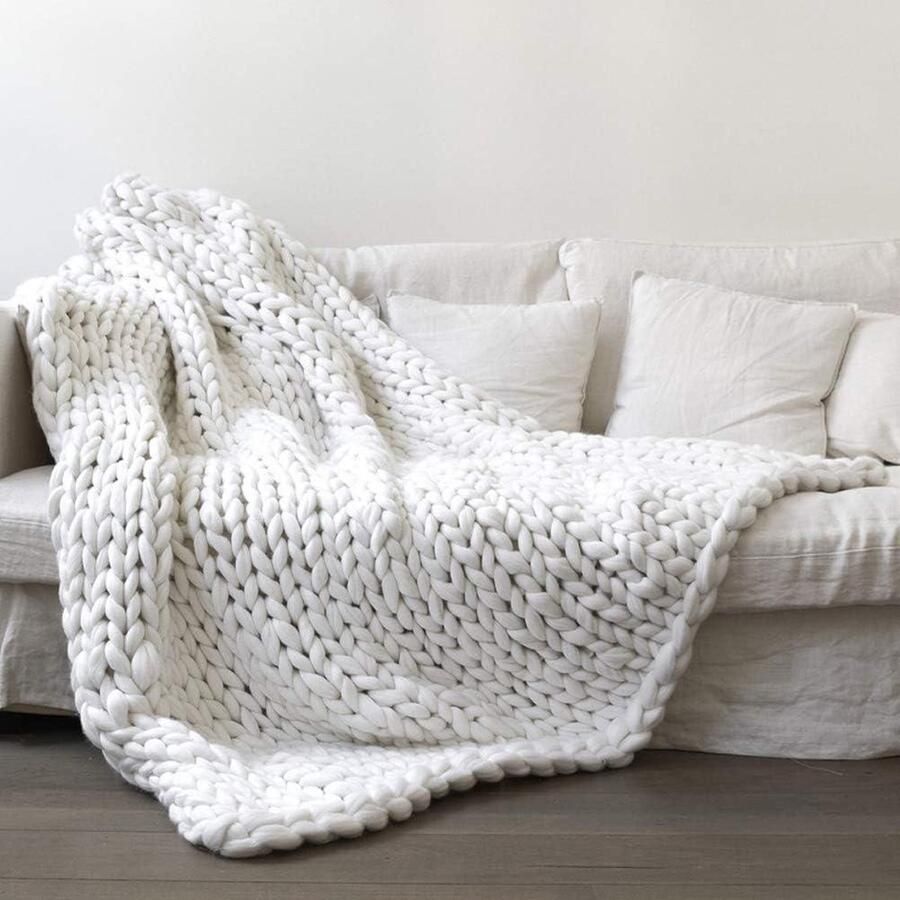 OmGoods Dailygoody Gezellige Chunky gebreide deken Handgemaakt garen Perfect voor bank en bed Veelkleurig Huisdecoratie Comfort voor huisdier - Foto 2