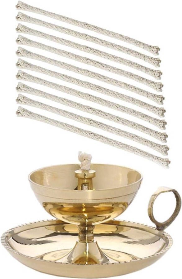 Ghee lamp olielamp met 10 reservelonten handwerk messing huis tuin goud groot