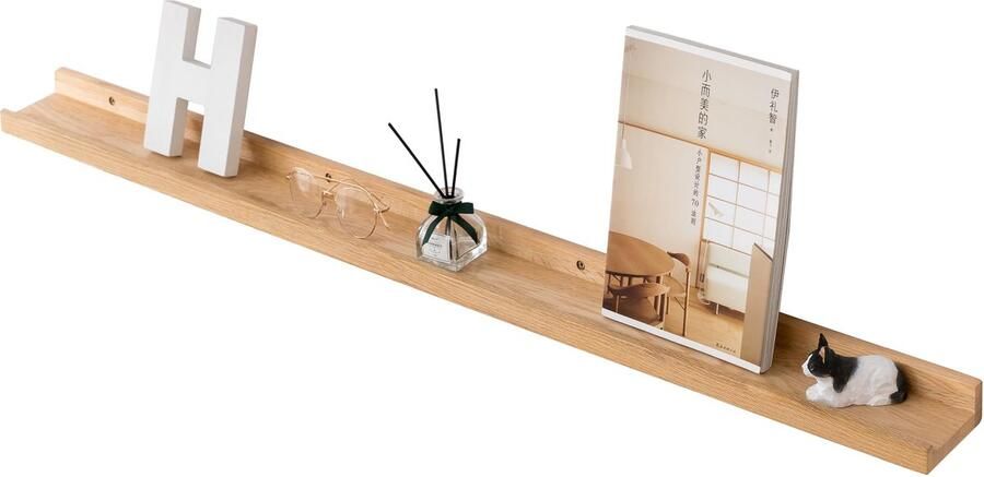 Gieanoo fotolijst hout 90cm eiken plank massief zwevende plank wandplank kruidenrek hangende plank ideaal voor woonkamer slaapkamer badkamer