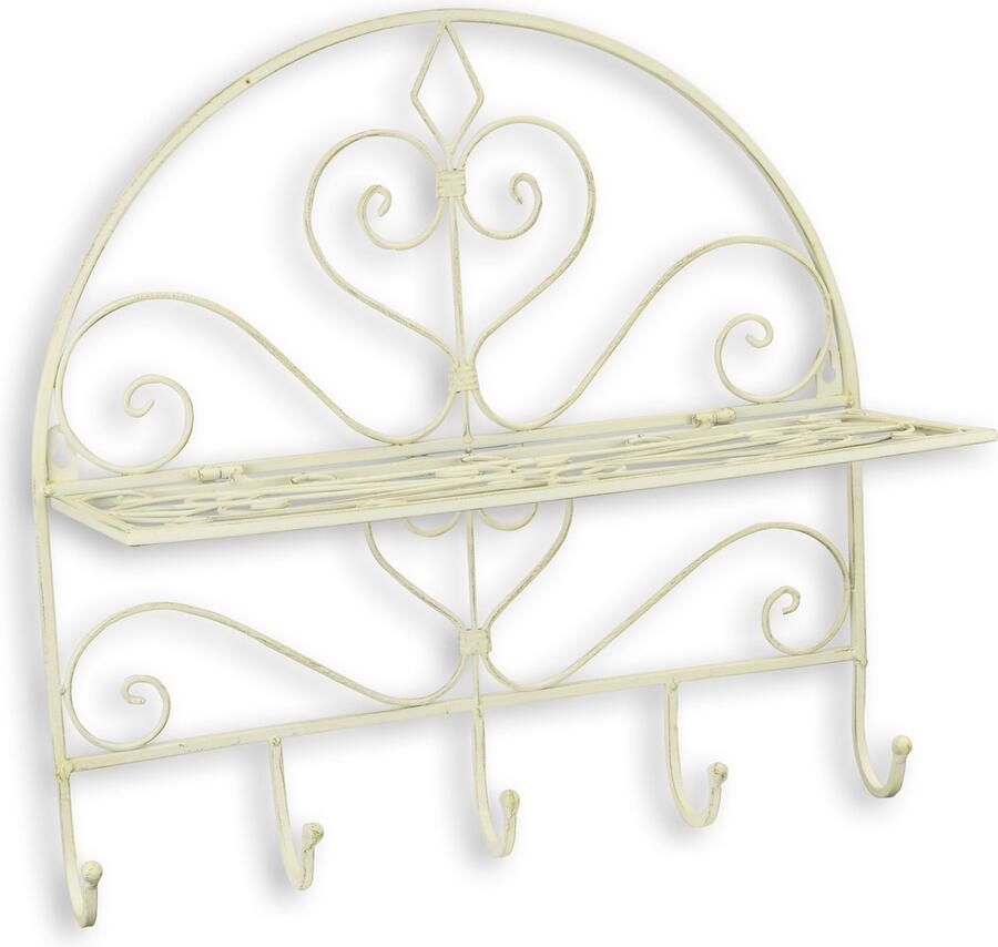 Gietijzer Wandplank met Haakjes Vouwbaar en Compact Ideaal voor Keuken Woonkamer of Gang – Duurzaam en Praktisch Interieur Accessoire