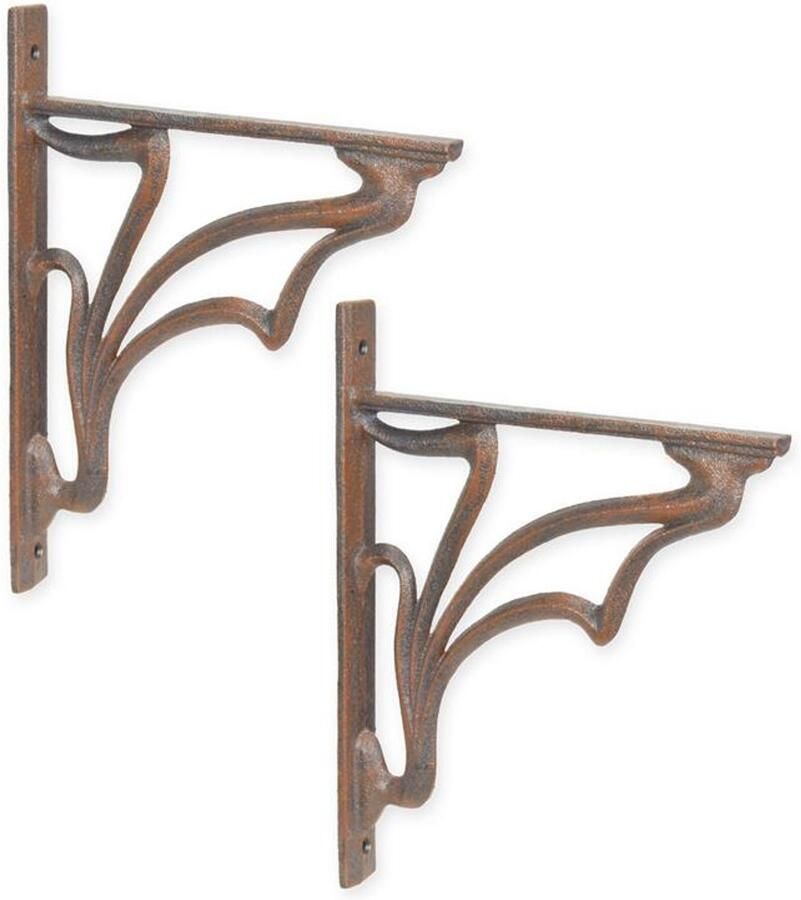 Gietijzeren Art Nouveau Wandbeugels – Set van 2 Stevige Muurbeugels – Decoratieve Wandsteunen voor Planken en Meubels – Klassiek Design