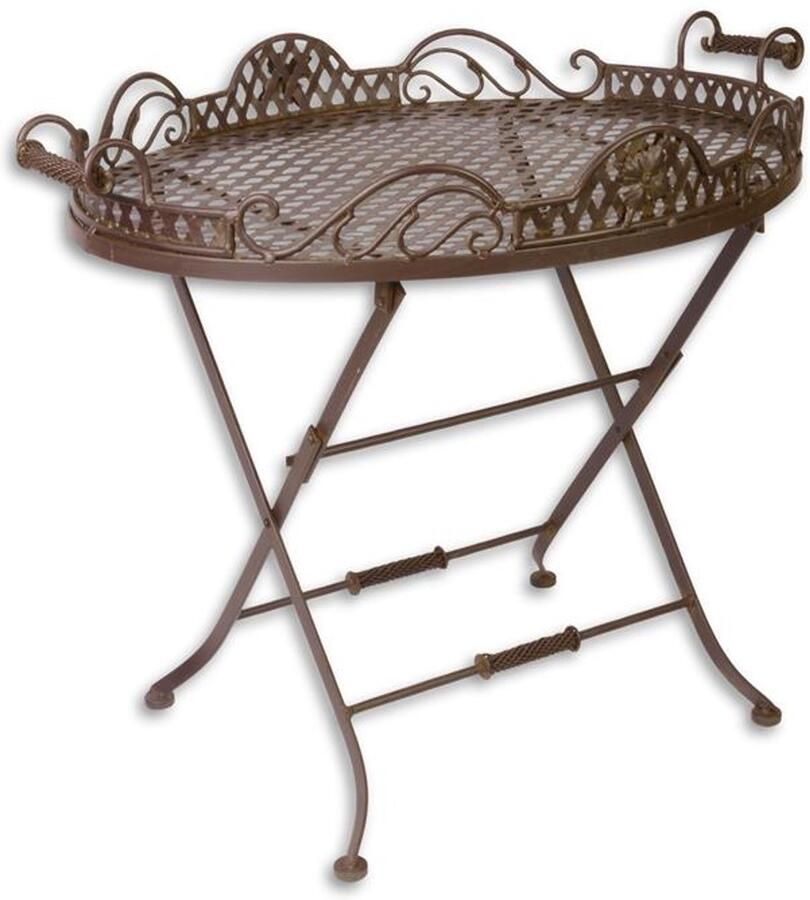 Gietijzeren Butler Table Bruin – Klassieke Bijzettafel met Uitneembaar Blad – Vintage Stijl – Stevige en Duurzame Butler Tafel