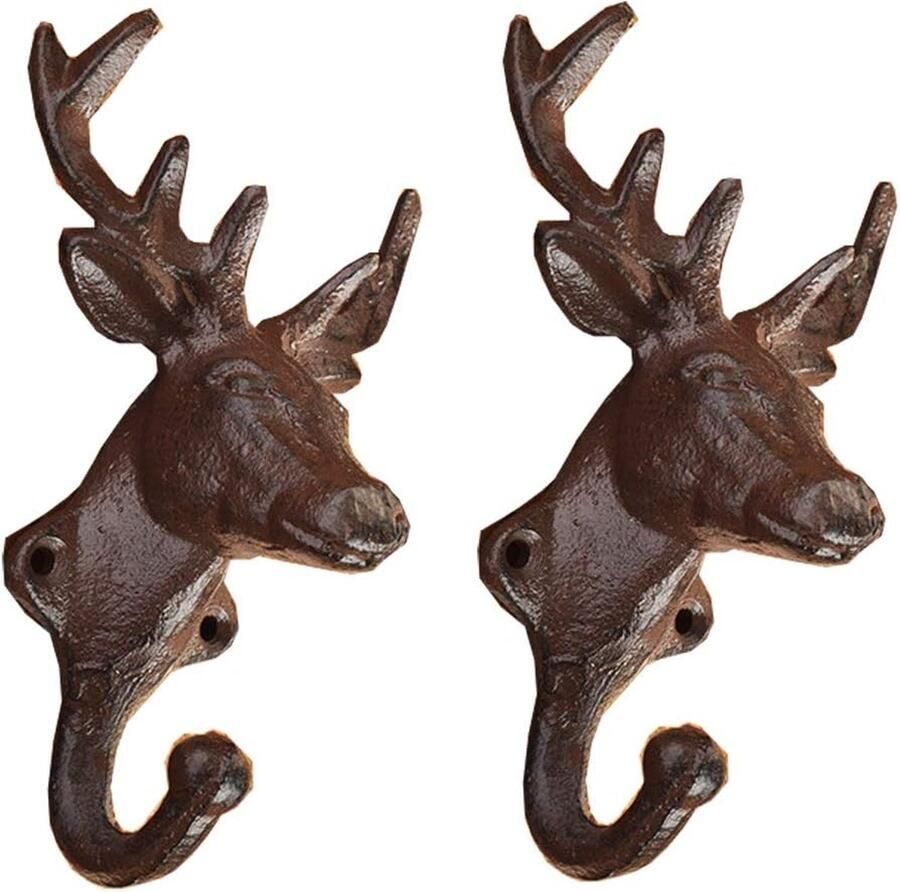 Gietijzeren Gewei Enkele Haak Muur Haak Stijlvolle Kapstokhaken 2 Stuks voor Slaapkamer Tuin Woondecoratie Jas Hoed Handdoek Tas Sleutel Gewei Rack hook coat rack wall mounted