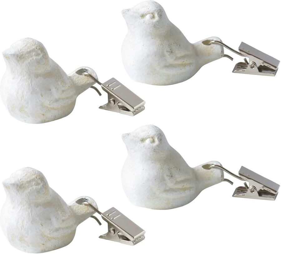 Gietijzeren tafelkleedgewichten Vintage vogels set van 4 wit