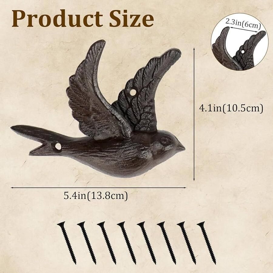 Gietijzeren Vogelhaak Uniek Design Multifunctioneel 1 stuk Zwart Gietijzer