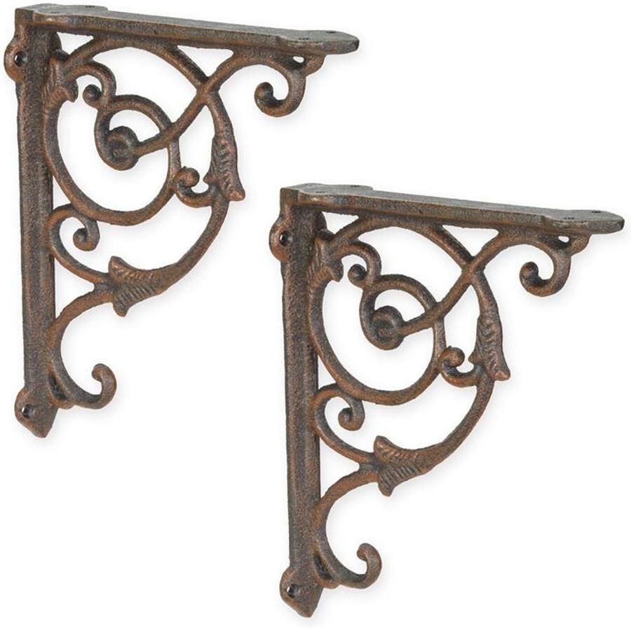 Gietijzeren Wandbeugel Set van 2 Decoratieve Muurbeugels Stevige Plankdragers voor Wandplanken Industrieel & Klassiek Design