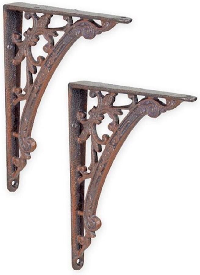 Gietijzeren wandbeugels set – Stevige en decoratieve muursteunen voor plankdragers schappen en interieurdecoratie – Vintage stijl