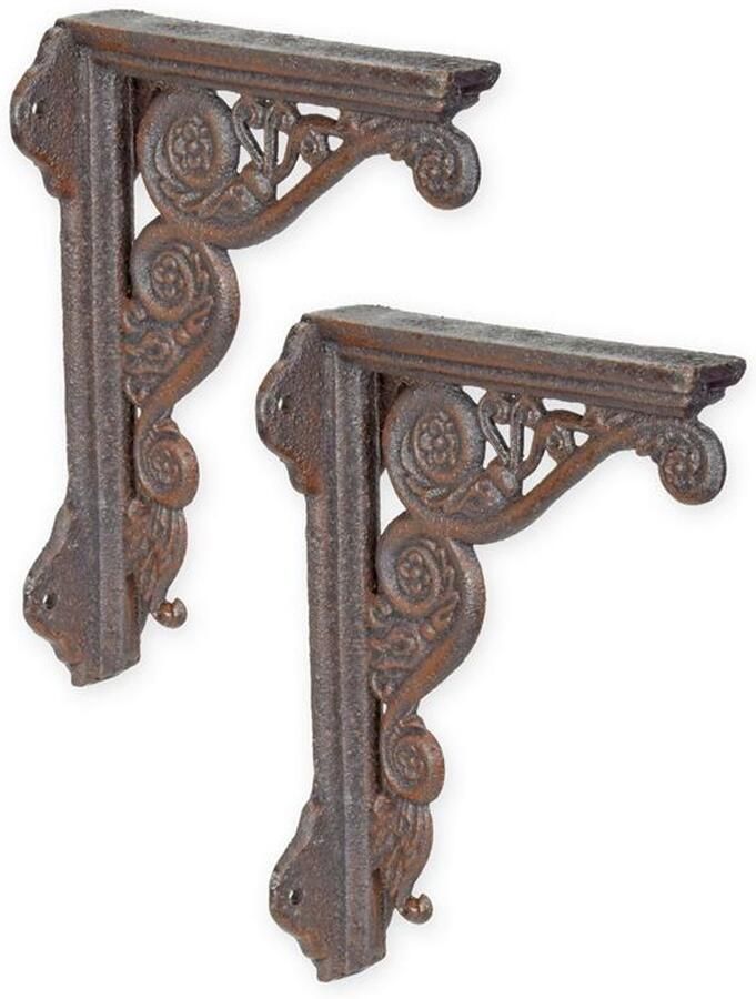 Gietijzeren Wandbeugels Set van 2 voor Decoratie en Steun – Robuuste Muurbeugels voor Planken Verlichting en Tuinaccessoires Perfect voor Binnen en Buiten